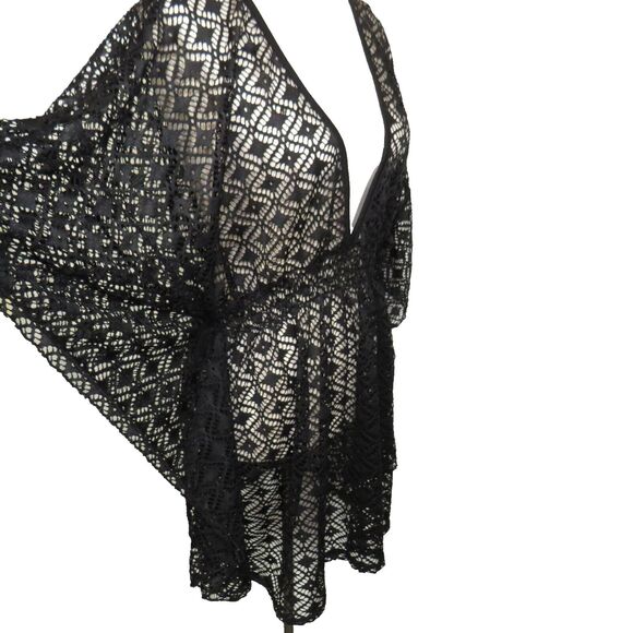 Miken Swim Black Crochet Batwing Sleeve Swim Cover Up Size XL - Picture 3 of 11